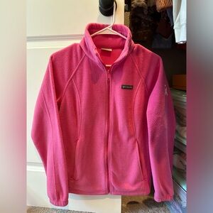 Pink Columbia jacket with pink ribbon for breast cancer awareness